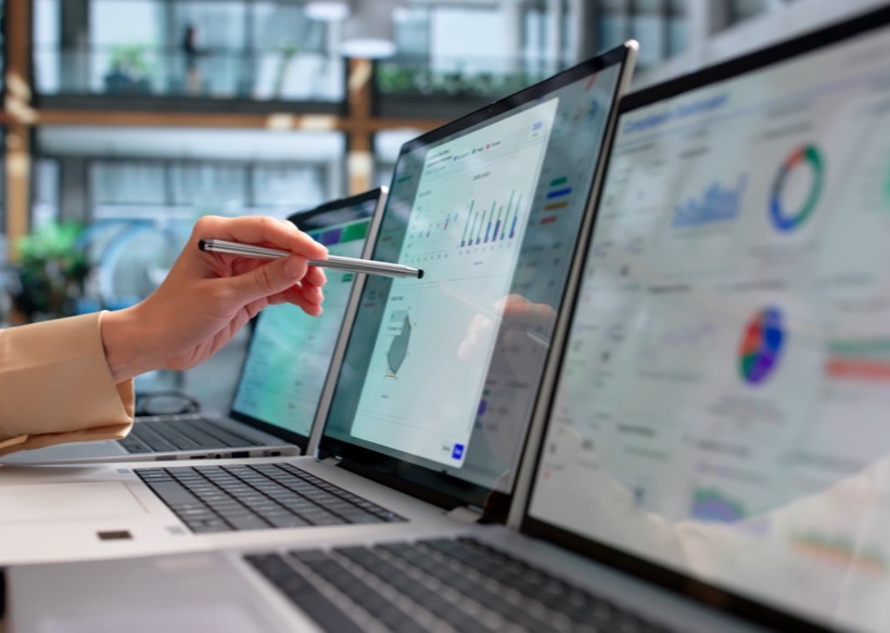 Analyst reviewing financial controls and reports